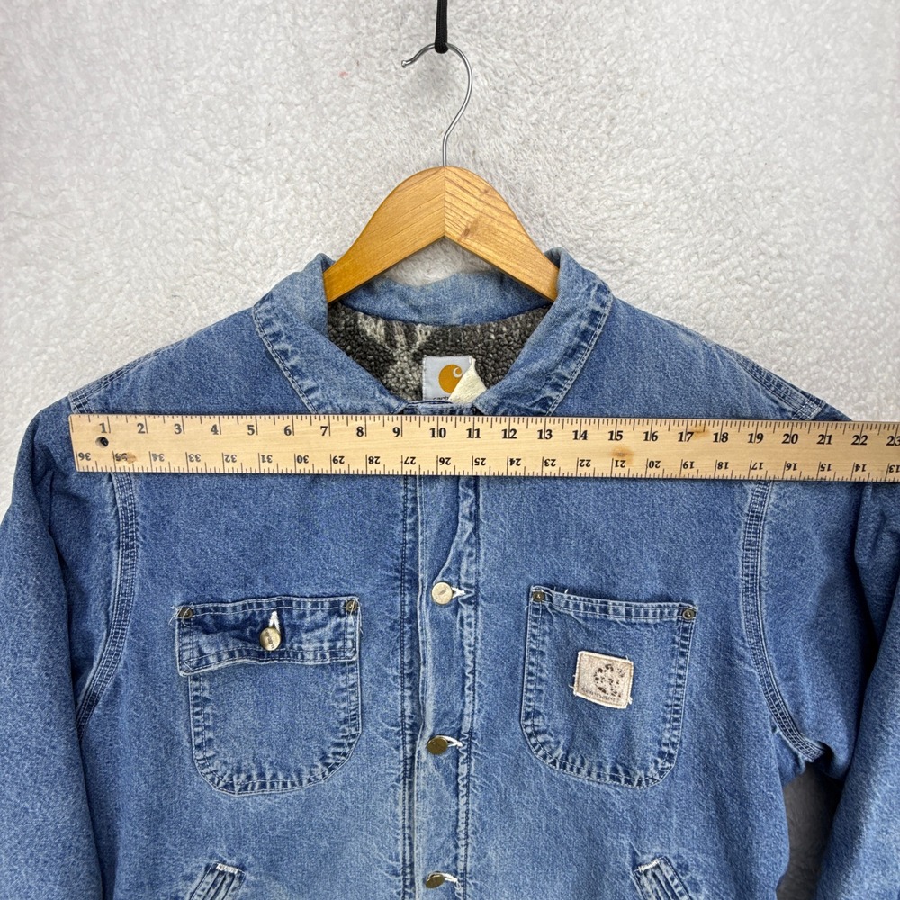 Carhartt Trucker Chore Jacket Aztec Pile Lined Mens Large JP1088 Darkstone Blue - Picture 8 of 16